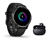 Garmin Venu 2 Plus - GPS Fitness Smartwatch mit Bluetooth Telefonfunktion und Sprachassistent - Musikplayer & Herzfrequenzmessung - schwarz schiefergrau inkl. Bluetooth Headset